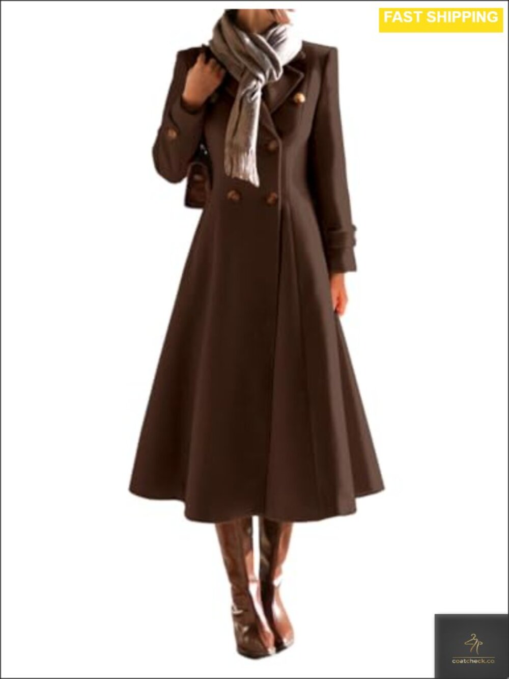 Long Wool Blend Peacoat Double Breasted Trench Winter Coat